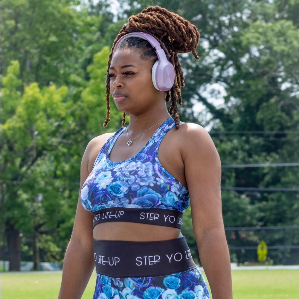 BLUE FLORAL YOGA SET